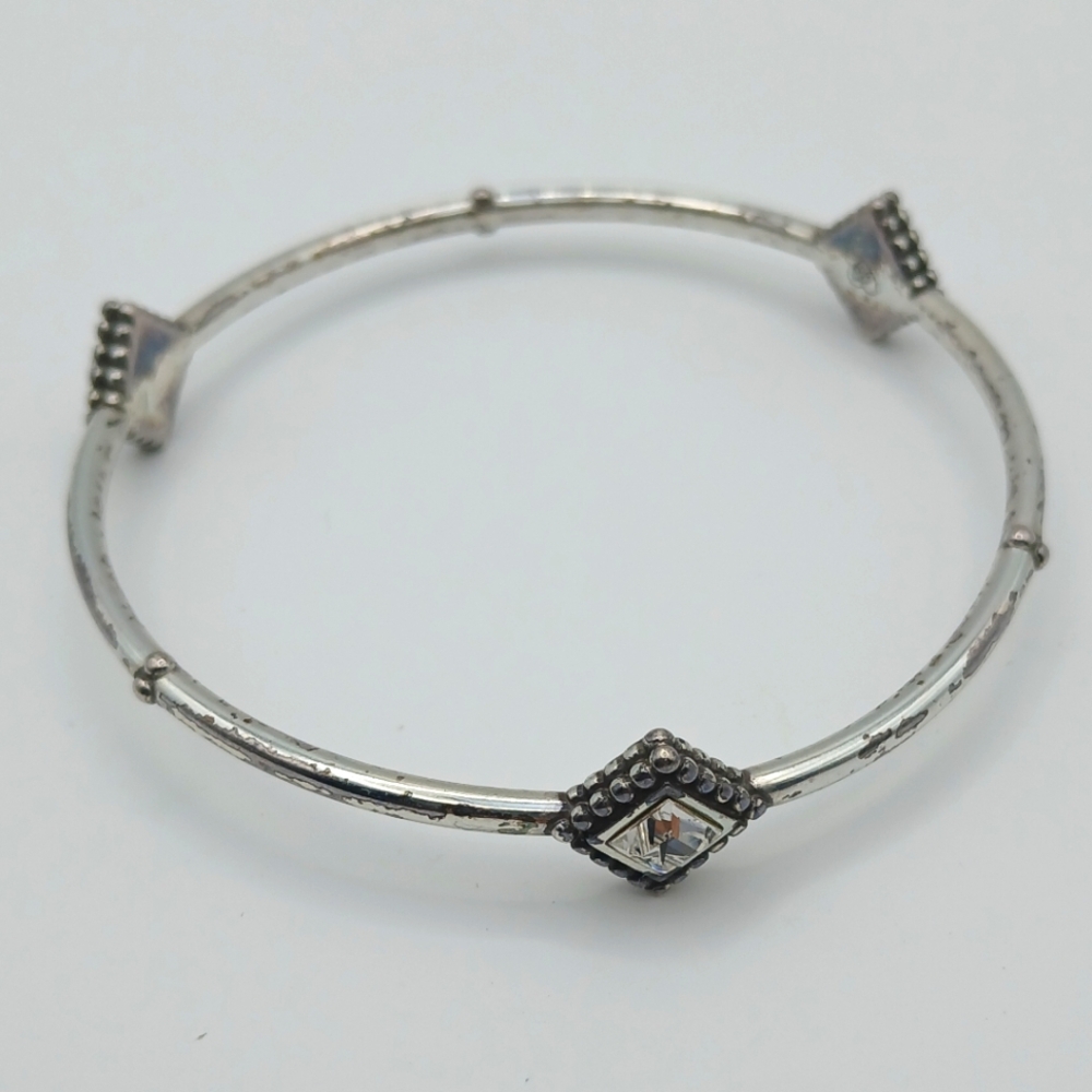 Brighton Bangle‎ Bracelet With 3 Square Crystals Accents